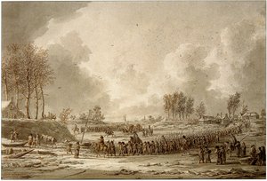 1795年にフランス軍が凍ったワール川を横切る 作： J.A. Langendijk